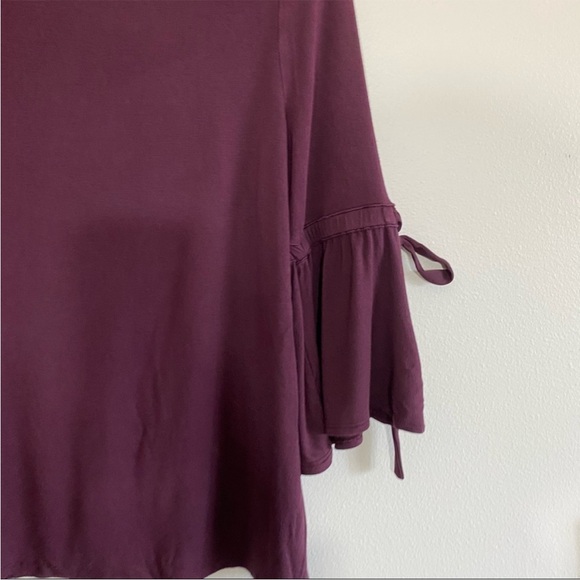 WHBM 3/4th bell sleeves maroon top drawstring details work business wear sz XS - Picture 7 of 9